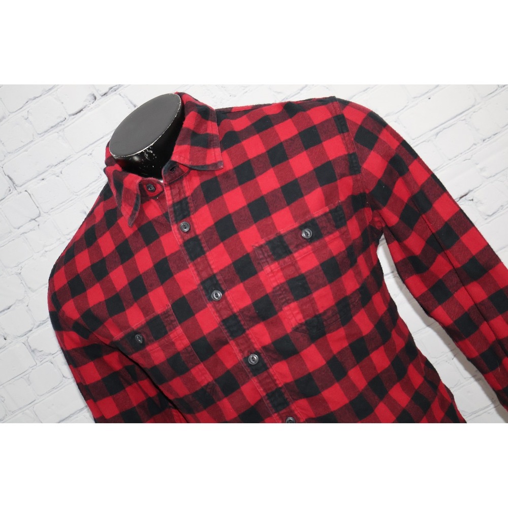 J.Crew Flannel Shirt Men Large Red Black Buffalo Plaid Long Sleeve Lumberjack